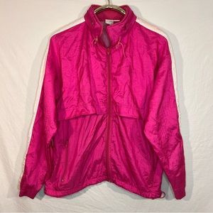 Vintage Nike Y2K 1990‘s Neon Pink Wind Breaker Hide Hood Zip Up Women’s Large